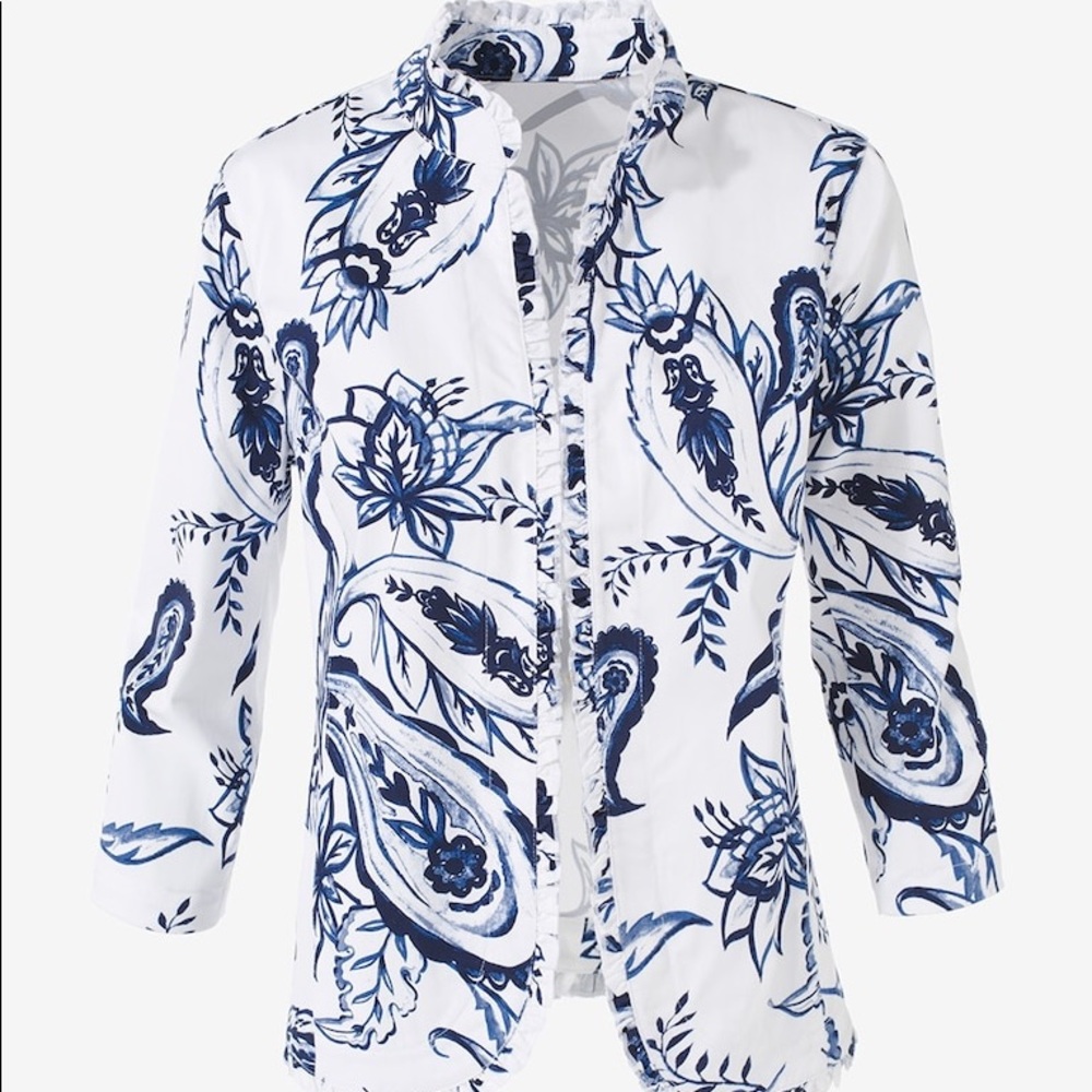 Chico’s Floral Paisley Open-Front Jacket